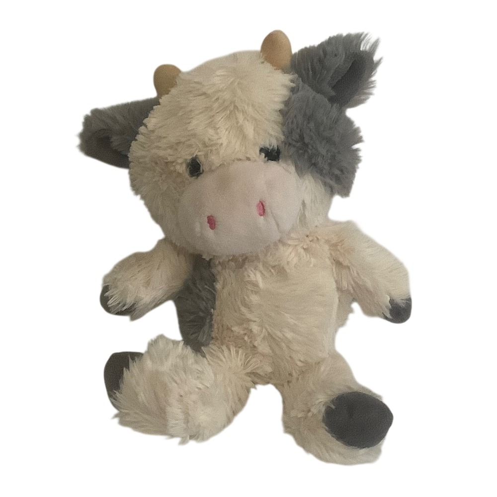 Animal Adventure Cow Plush Shaggy Cream Grey Stuffed Animal 1710-760 11 inch